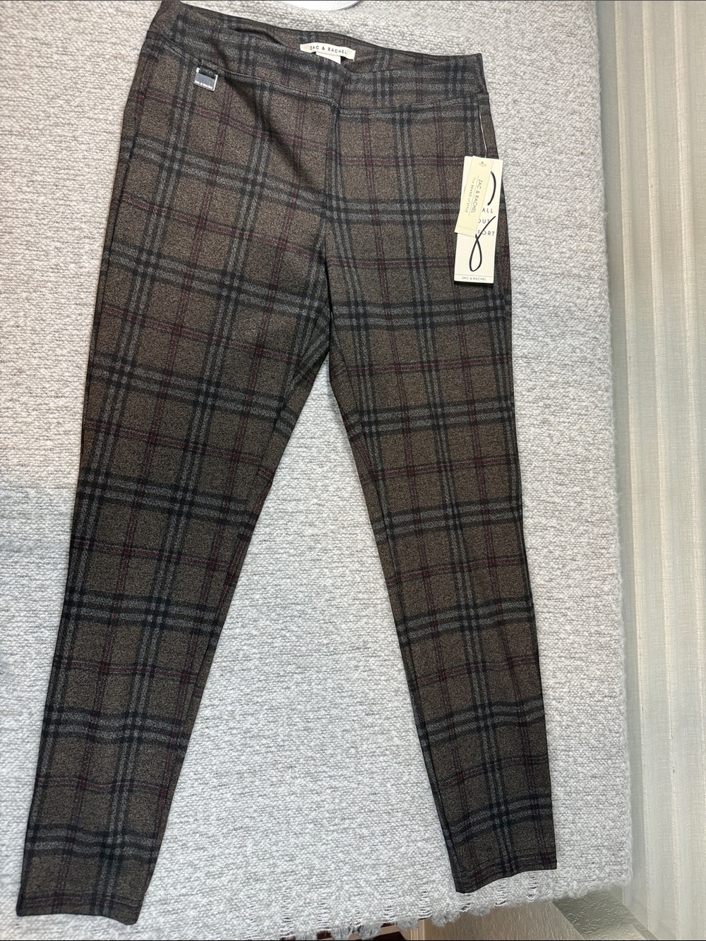 Zac and Rachel Brown and Black Plaid Slim Trousers Leggings Size M